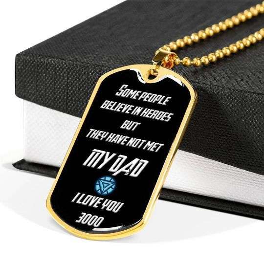 Dad Dog Tag Father’S Day, Some People Believe In Heroes Dog Tag Necklace Gift For Daddy Father's Day Rakva
