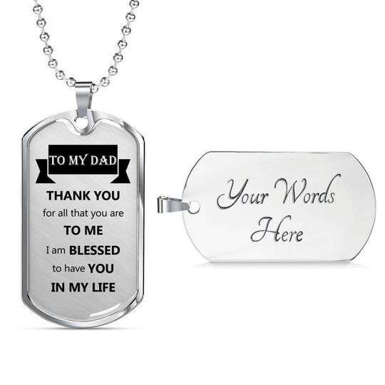 Dad Dog Tag Father’S Day, Thanks For All That You’Re Dog Tag Necklace Gift For Dad Father's Day Rakva