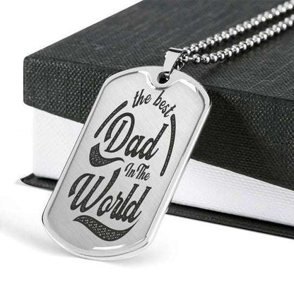 Dad Dog Tag Father’S Day, The Best Dad In The World Dog Tag Necklace For Dad Father's Day Rakva