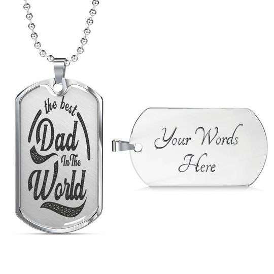Dad Dog Tag Father’S Day, The Best Dad In The World Dog Tag Necklace For Dad Father's Day Rakva