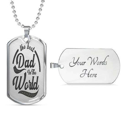 Dad Dog Tag Father’S Day, The Best Dad In The World Dog Tag Necklace For Dad Father's Day Rakva