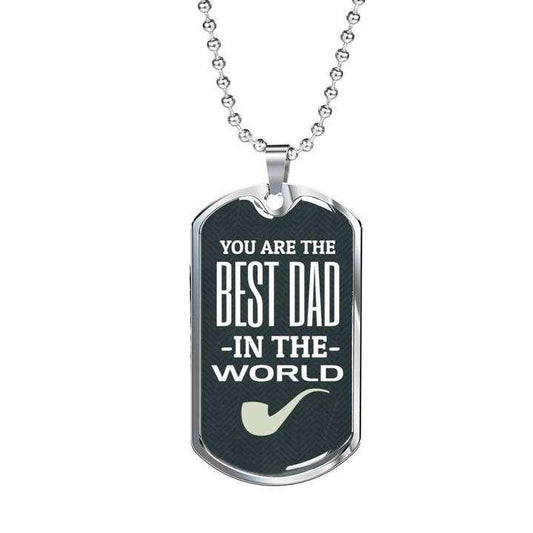 Dad Dog Tag Father’S Day, The Best Dad In The World Dog Tag Necklace Gift For Dad Father's Day Rakva