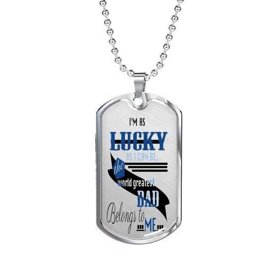 Dad Dog Tag Father’S Day, The World Greatest Dad Belongs To Me Dog Tag Necklace Gift For Dad Father's Day Rakva