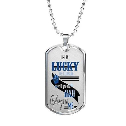 Dad Dog Tag Father’S Day, The World Greatest Dad Belongs To Me Dog Tag Necklace Gift For Dad Father's Day Rakva