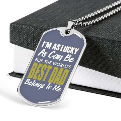 Dad Dog Tag Father’S Day, The World’S Best Dad Belongs To Me Dog Tag Necklace Gift For Dad Father's Day Rakva