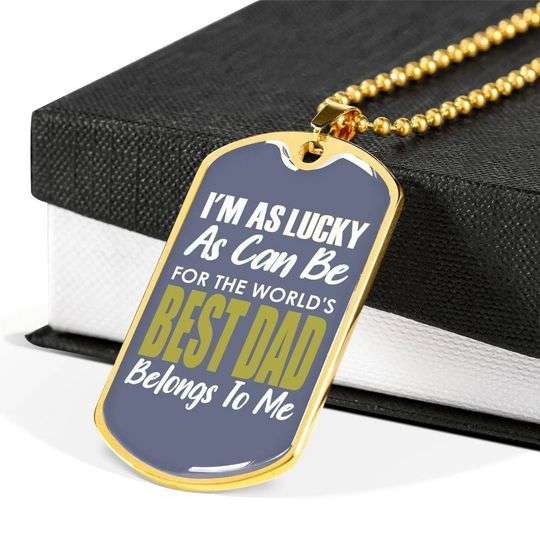Dad Dog Tag Father’S Day, The World’S Best Dad Belongs To Me Dog Tag Necklace Gift For Dad Father's Day Rakva