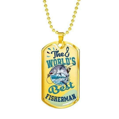 Dad Dog Tag Father’S Day, The World’S Best Fisherman Dog Tag Necklace Gift For Dad Father's Day Rakva