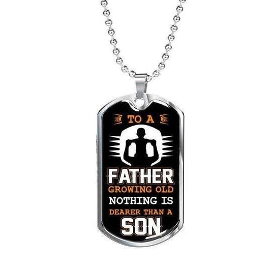 Dad Dog Tag Father’S Day, To A Father Growing Old Dog Tag Necklace For Dad Father's Day Rakva