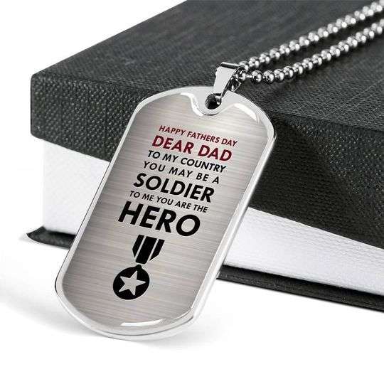Dad Dog Tag Father’S Day, To Me You Are A Hero Dog Tag Necklace Gift For Dad Father's Day Rakva