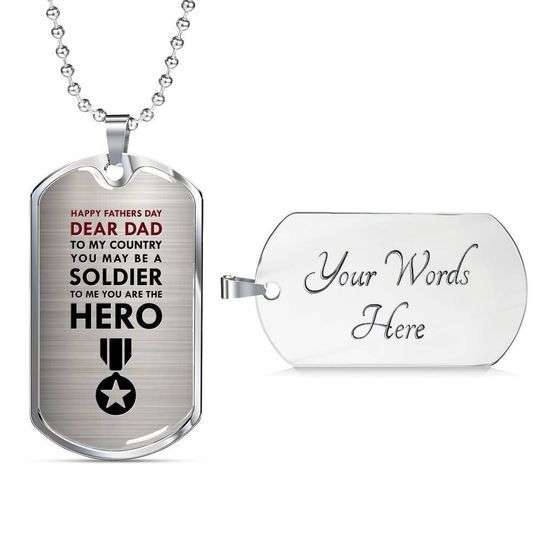 Dad Dog Tag Father’S Day, To Me You Are A Hero Dog Tag Necklace Gift For Dad Father's Day Rakva
