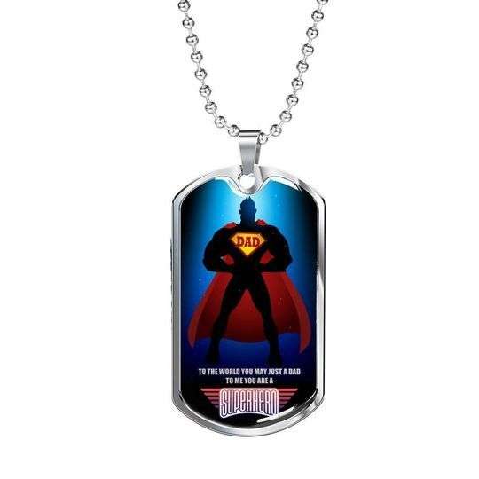 Dad Dog Tag Father’S Day, To Me You’Re A Superhero Dad Dog Tag Necklace For Dad Father's Day Rakva