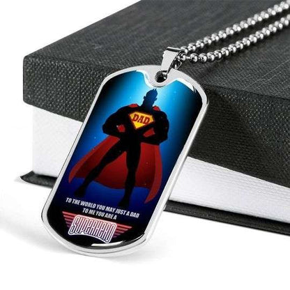 Dad Dog Tag Father’S Day, To Me You’Re A Superhero Dad Dog Tag Necklace For Dad Father's Day Rakva