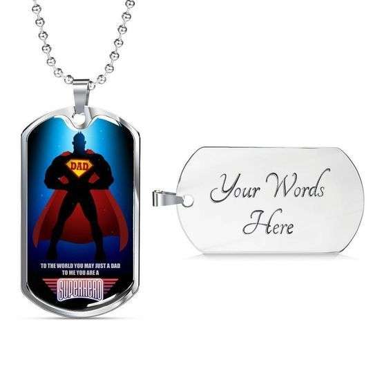 Dad Dog Tag Father’S Day, To Me You’Re A Superhero Dad Dog Tag Necklace For Dad Father's Day Rakva