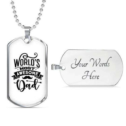 Dad Dog Tag Father’S Day, World Most Awesome Dad Dog Tag Necklace Gift For Daddy Father's Day Rakva