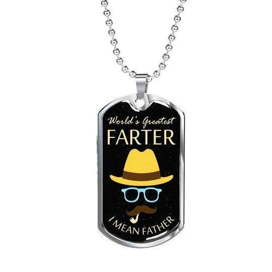 Dad Dog Tag Father’S Day, World’S Greatest Farter I Mean Father Dog Tag Necklace For Dad Father's Day Rakva