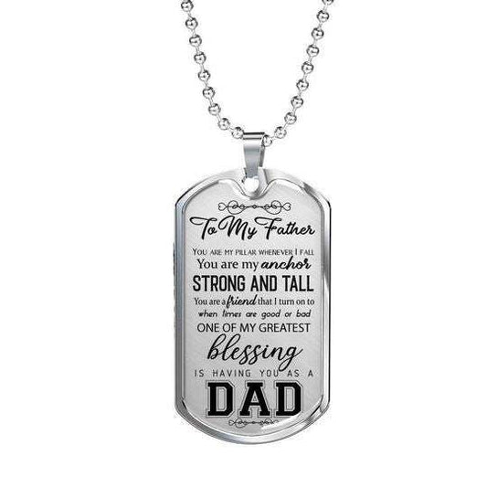 Dad Dog Tag Father’S Day, You Are My Anchor Strong And Tall Dog Tag Necklace For Dad Father's Day Rakva