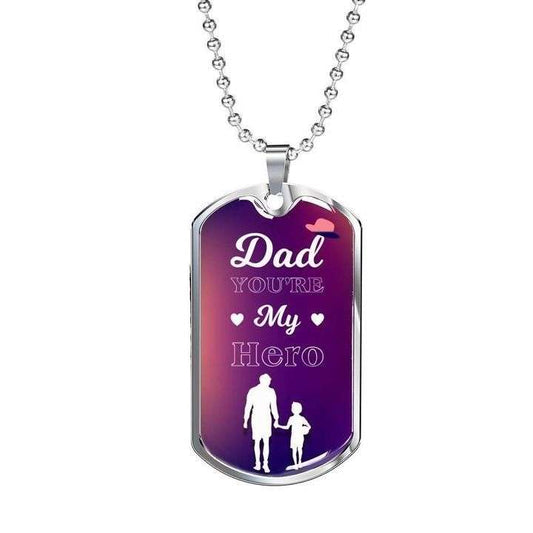 Dad Dog Tag Father’S Day, You Are My Hero Dog Tag Necklace Gift For Dad Father's Day Rakva