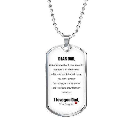 Dad Dog Tag Father’S Day, You Chose To Stay And Watch Me Grow Dog Tag Necklace Gift For Dad Father's Day Rakva