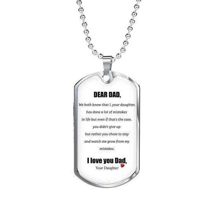 Dad Dog Tag Father’S Day, You Chose To Stay And Watch Me Grow Dog Tag Necklace Gift For Dad Father's Day Rakva