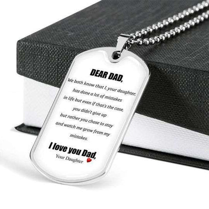 Dad Dog Tag Father’S Day, You Chose To Stay And Watch Me Grow Dog Tag Necklace Gift For Dad Father's Day Rakva