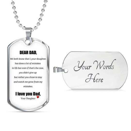 Dad Dog Tag Father’S Day, You Chose To Stay And Watch Me Grow Dog Tag Necklace Gift For Dad Father's Day Rakva