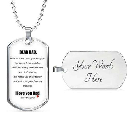 Dad Dog Tag Father’S Day, You Chose To Stay And Watch Me Grow Dog Tag Necklace Gift For Dad Father's Day Rakva