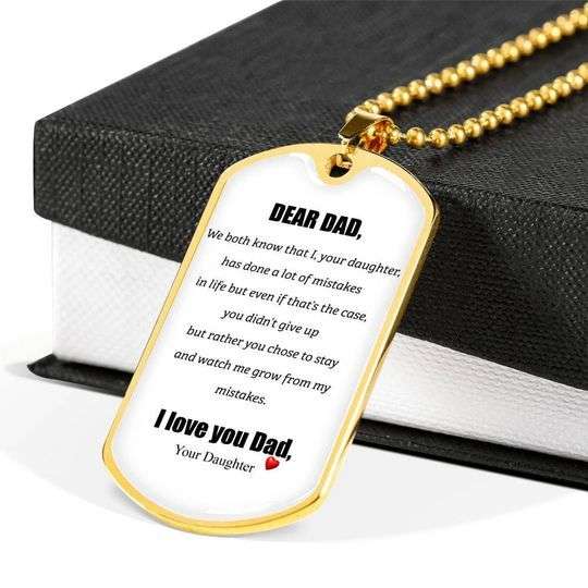 Dad Dog Tag Father’S Day, You Chose To Stay And Watch Me Grow Dog Tag Necklace Gift For Dad Father's Day Rakva