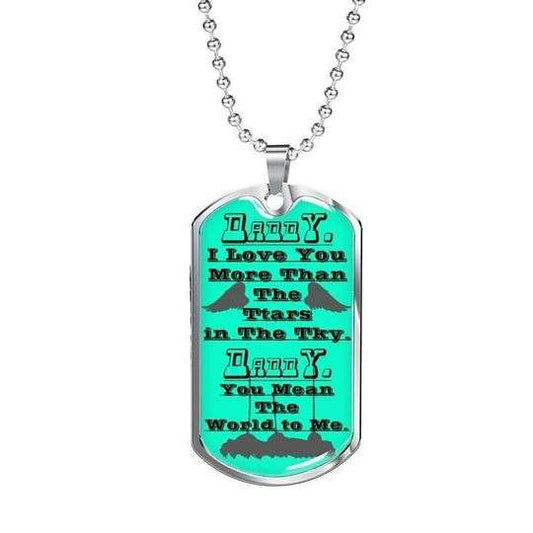 Dad Dog Tag Father’S Day, You Mean The World To Me Dog Tag Necklace For Dad Father's Day Rakva
