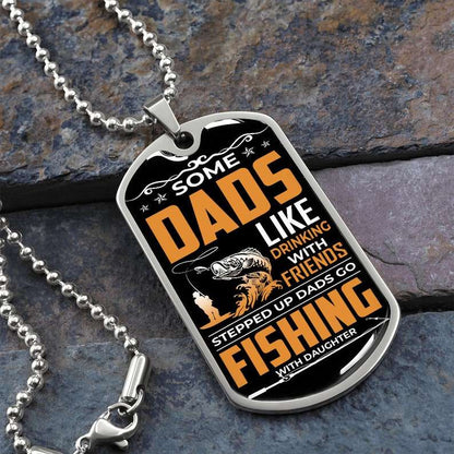 Dad Dog Tag, Stepped Up Dad Fisherman Dad Gift, Fathers Day Fishing, Bonus Dad, Gift For Stepdad Fishing Gift Christmas Day Rakva