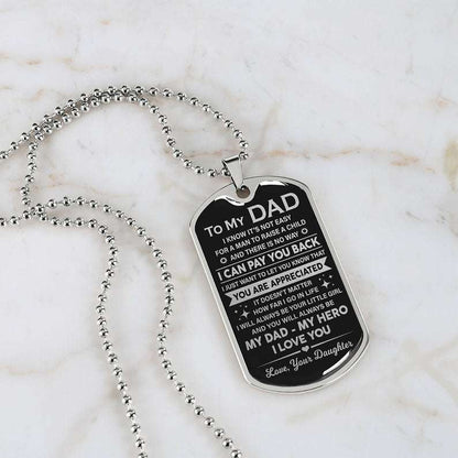 Dad Dog Tag, To My Dad Dog Tag Gift, Gift For Dad From Daughter, Dad Birthday, Father’S Day Gift Christmas Day Rakva