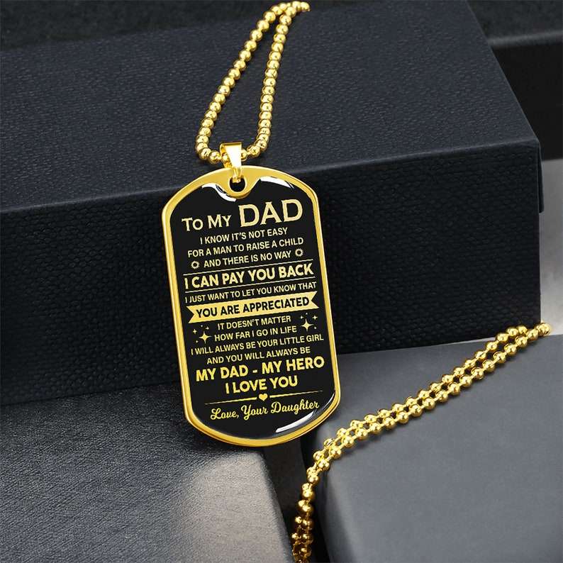 Dad Dog Tag, To My Dad Dog Tag Gift, Gift For Dad From Daughter, Dad Birthday, Father’S Day Gift Christmas Day Rakva