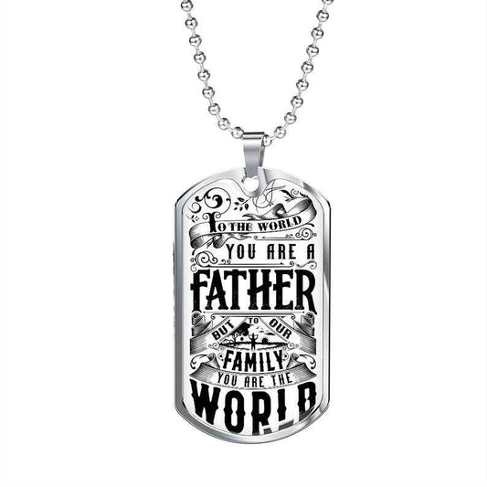Dad Dog Tag, You Are The World! Father Day Dog Tag Necklace, Dog Tag For Dad, Custom Dog Tag, Gift For Dad Christmas Day Rakva