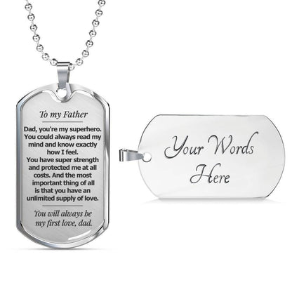 Dad Dog Tag, You’Ll Always Be My First Love Dog Tag Military Chain Necklace For Dad Father's Day Rakva