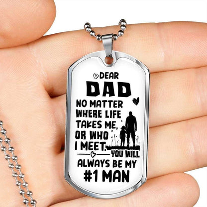 Dad Dog Tag, You’Ll Always Be My Number One Man Dog Tag Military Chain Necklace For Dad Father's Day Rakva