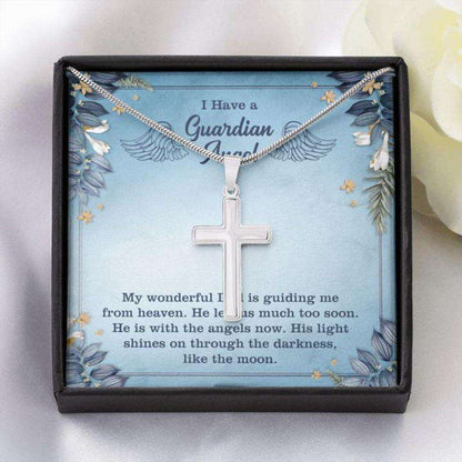 Dad Guardian Angel Necklace “ In Memory Of Dad “ Forever Faithful Cross Necklace “ Gift Necklace Message Card Rakva