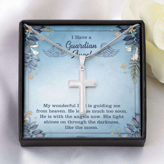 Dad Guardian Angel Necklace “ In Memory Of Dad “ Forever Faithful Cross Necklace “ Gift Necklace Message Card Rakva