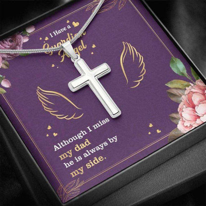 Dad Memorial Necklace “ Dad Guardian Angel “ Forever Faithful Cross Necklace “ Gift Necklace Message Card Rakva