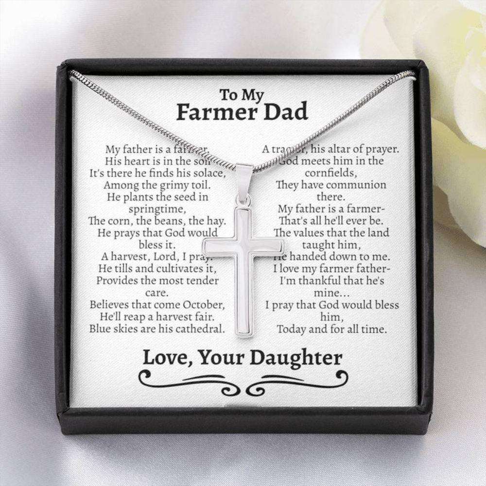 Dad Necklace, Farmer Dad Gift, Gift For Hobby Farmers, Farm Dad, Farmer Gifts For Dad, Cross Necklace For Farmer Dad Father's Day Rakva