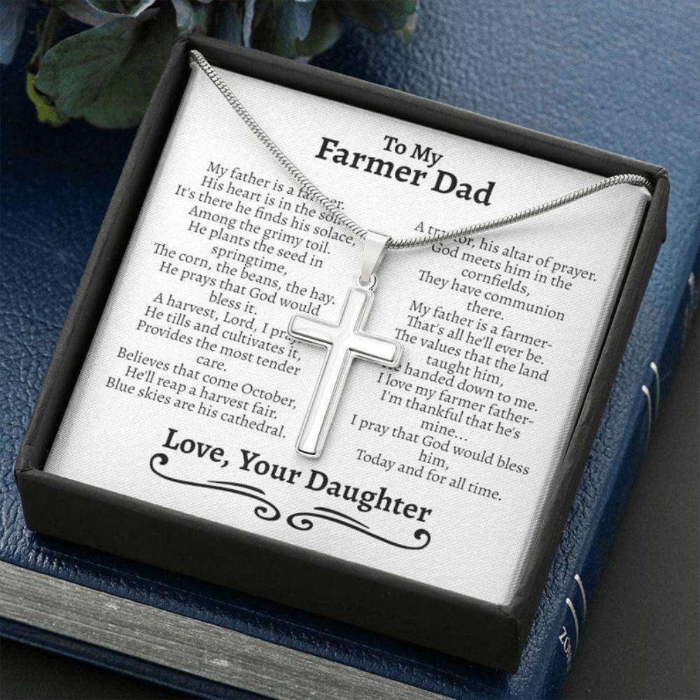 Dad Necklace, Farmer Dad Gift, Gift For Hobby Farmers, Farm Dad, Farmer Gifts For Dad, Cross Necklace For Farmer Dad Father's Day Rakva