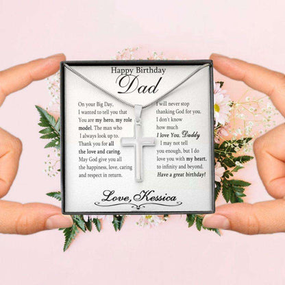 Dad Necklace, Personalized Dad Gift, Dad Father’S Day Necklace, Cross Necklace Gifts For Dad, Dad Birthday Necklace From Daughter Father's Day Rakva