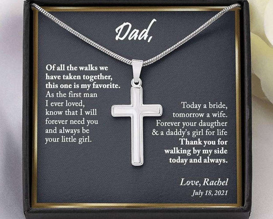 Dad Necklace, Personalized Necklace Father Of The Bride Gift, Gift For Dad From Daughter Wedding Day Custom Name Father's Day Rakva