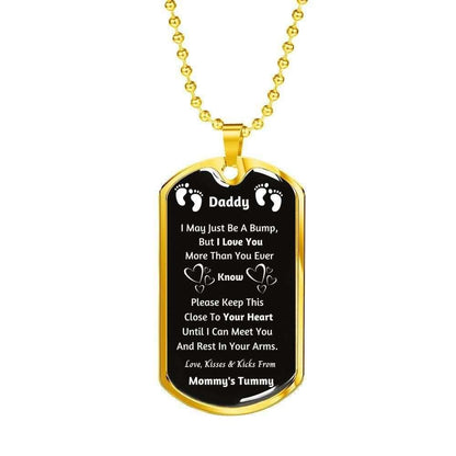 Daddy Dog Tag Custom Picture Father’S Day Gift, Mommy’S Tummy For Daddy Keep This Close To Your Heart Dog Tag Military Chain Necklace Father's Day Rakva