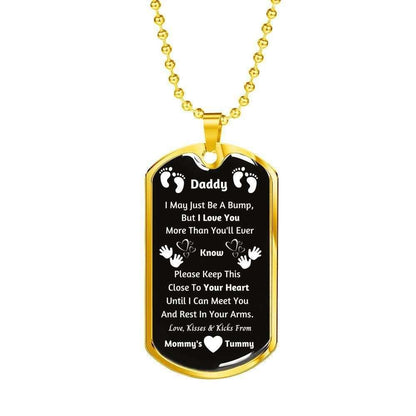 Daddy Dog Tag Custom Picture Father’S Day Gift, Mommy’S Tummy To Dad Love Daddy Dog Tag Military Chain Necklace Father's Day Rakva