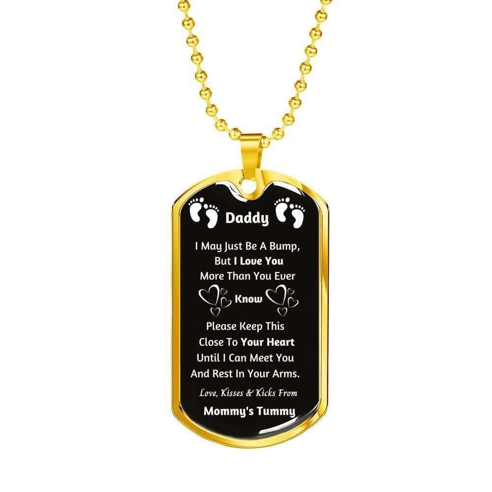 Daddy Dog Tag, Mommy’S Tummy For Daddy Keep This Close To Your Heart Dog Tag Military Chain Necklace Father's Day Rakva