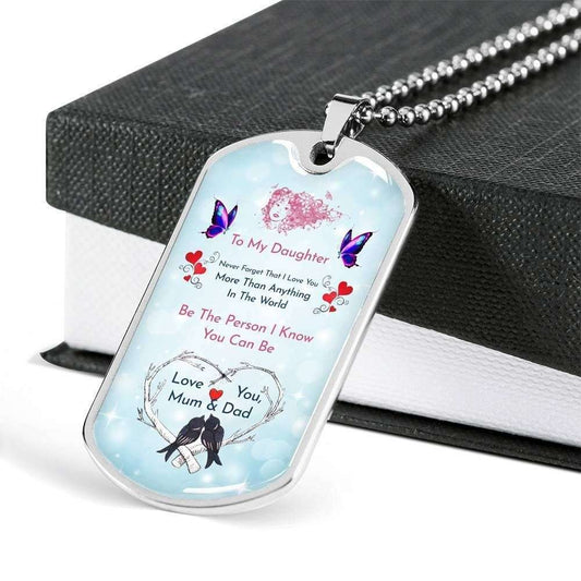 Daughter Dog Tag, Custom Gift For Daughter Dog Tag Military Chain Necklace Never Forger That Love You Dog Tag Dughter's Day Rakva