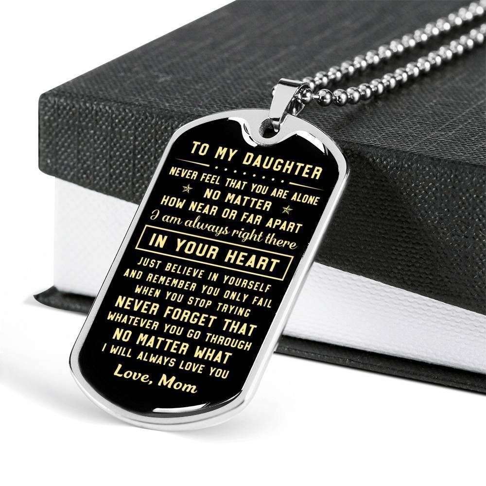 Daughter Dog Tag Custom Picture, Always Right There In Your Heart Dog Tag Necklace Gift For Daughter Dughter's Day Rakva