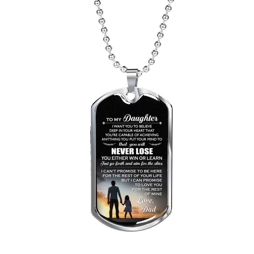Daughter Dog Tag Custom Picture, Dad Gift For Daughter Engraved Dog Tag Necklace You’Ll Never Lose Dughter's Day Rakva