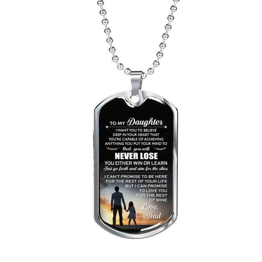 Daughter Dog Tag Custom Picture, Dad Gift For Daughter Engraved Dog Tag Necklace You’Ll Never Lose Dughter's Day Rakva