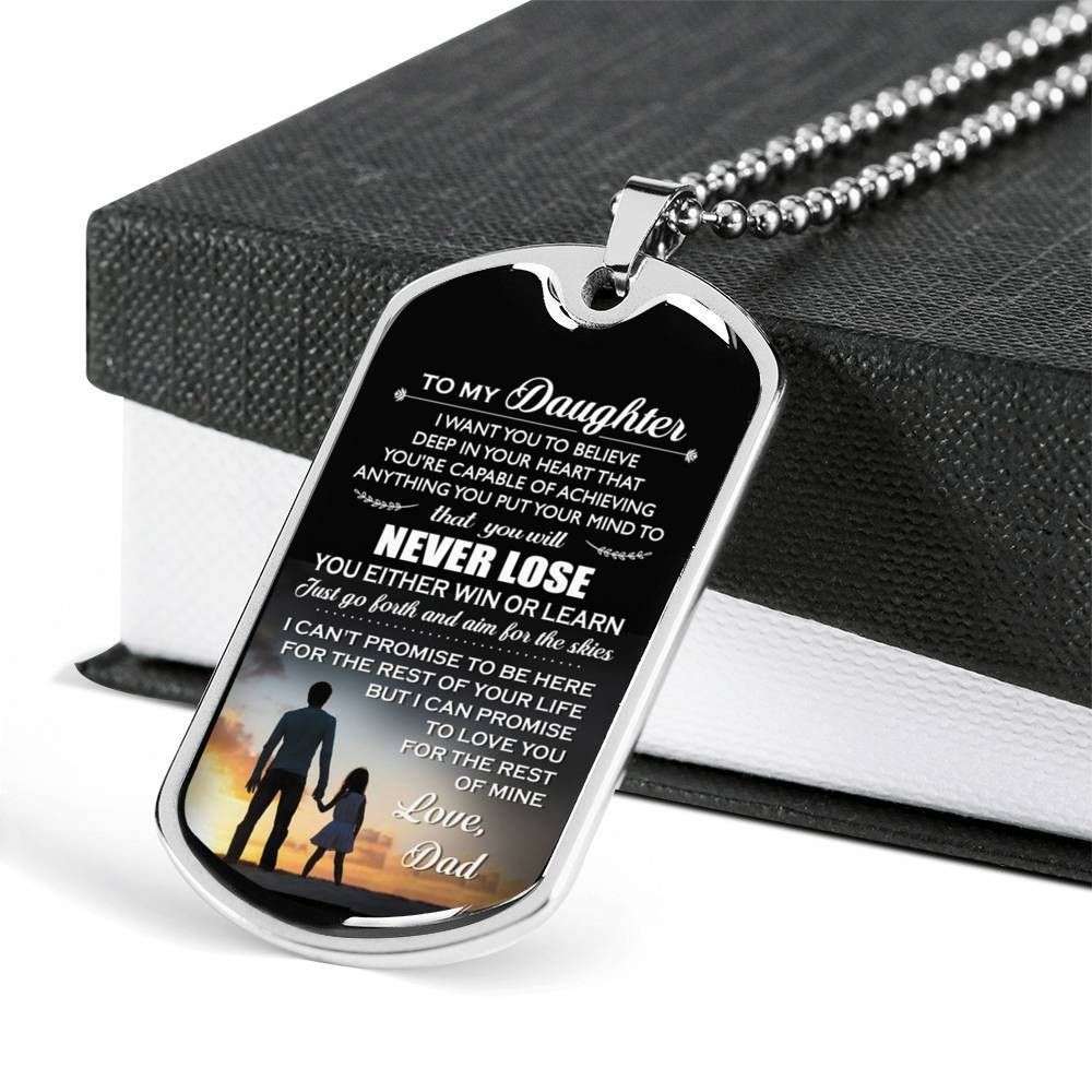 Daughter Dog Tag Custom Picture, Dad Gift For Daughter Engraved Dog Tag Necklace You’Ll Never Lose Dughter's Day Rakva