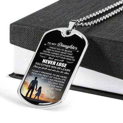 Daughter Dog Tag Custom Picture, Dad Gift For Daughter Engraved Dog Tag Necklace You’Ll Never Lose Dughter's Day Rakva